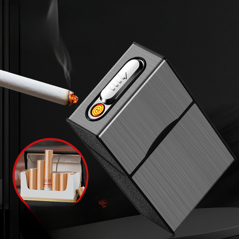 Vape Accessory - 2-in-1-20-Zigarettenetui, Feuerzeugetui, USB wiederaufladbar, elektronisches Gehäuse,