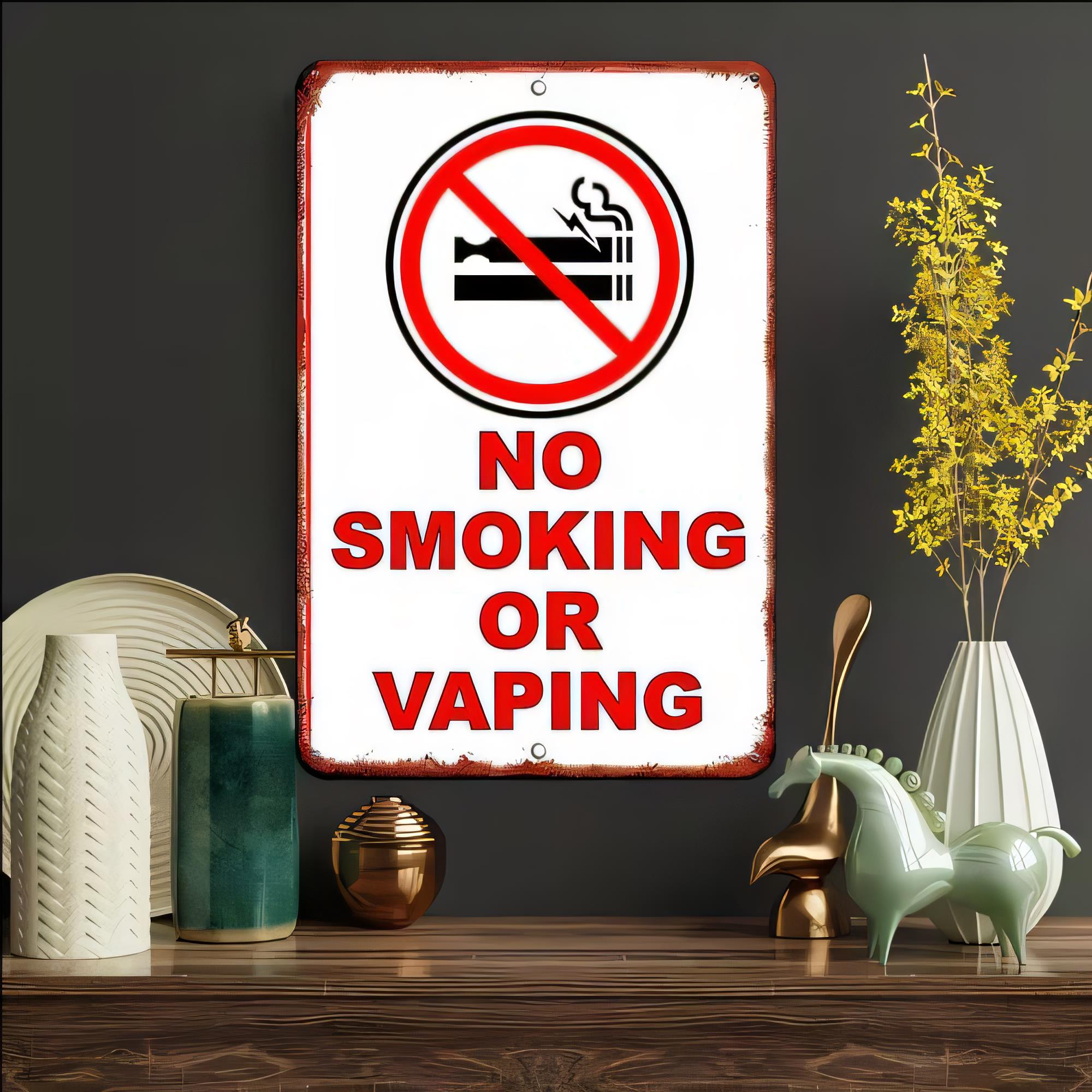 Vape Decoration - Blechschild 'Nichtraucher- und Dampferverbotszeichen' - Retro